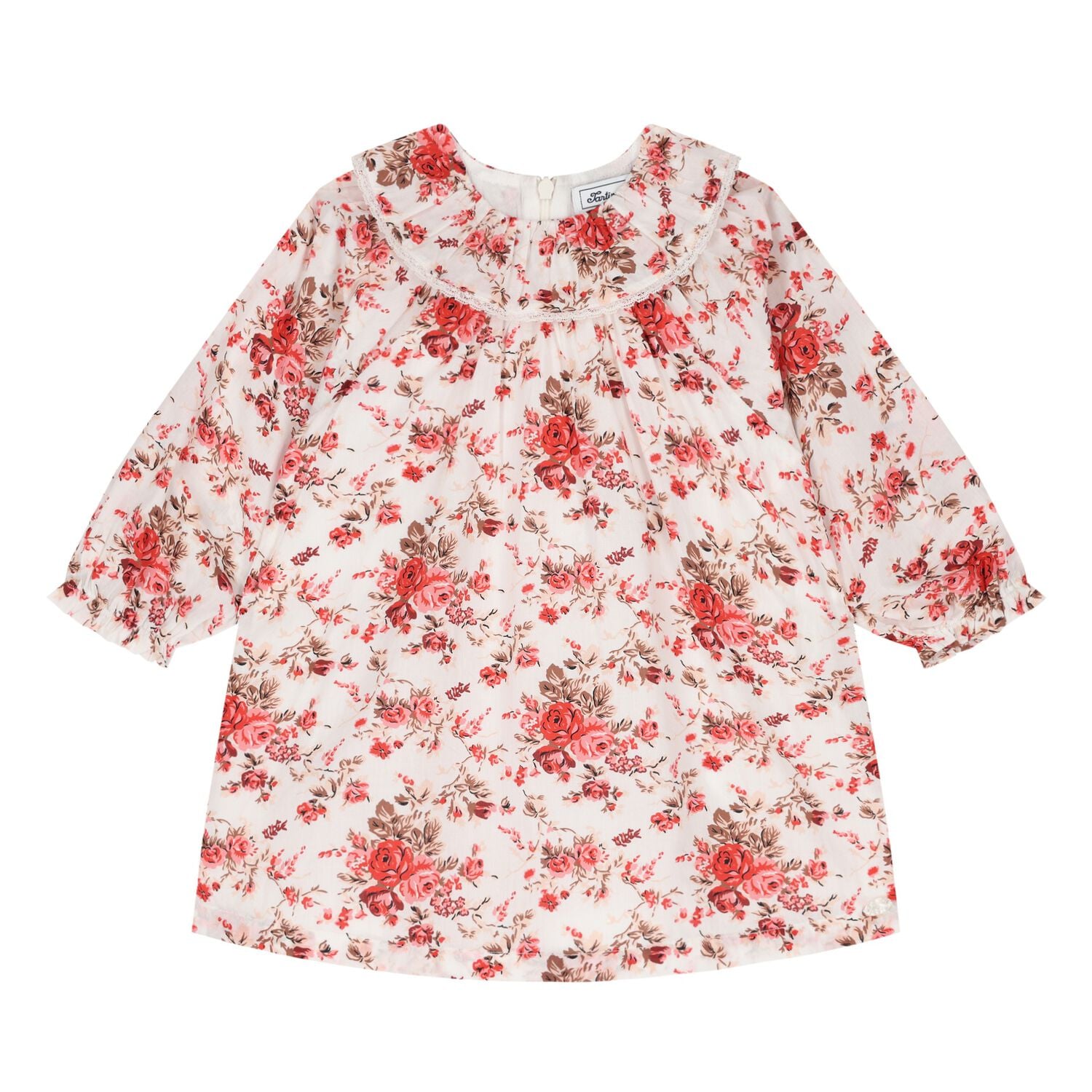 Baby Girls Ivory & Pink Floral Dress, 1, hi-res