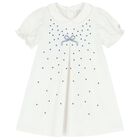 Baby Girls White & Blue Bow Dress Set, 1, hi-res