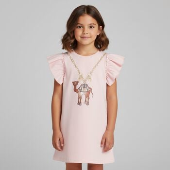 Girls Pink Camel Logo Dress