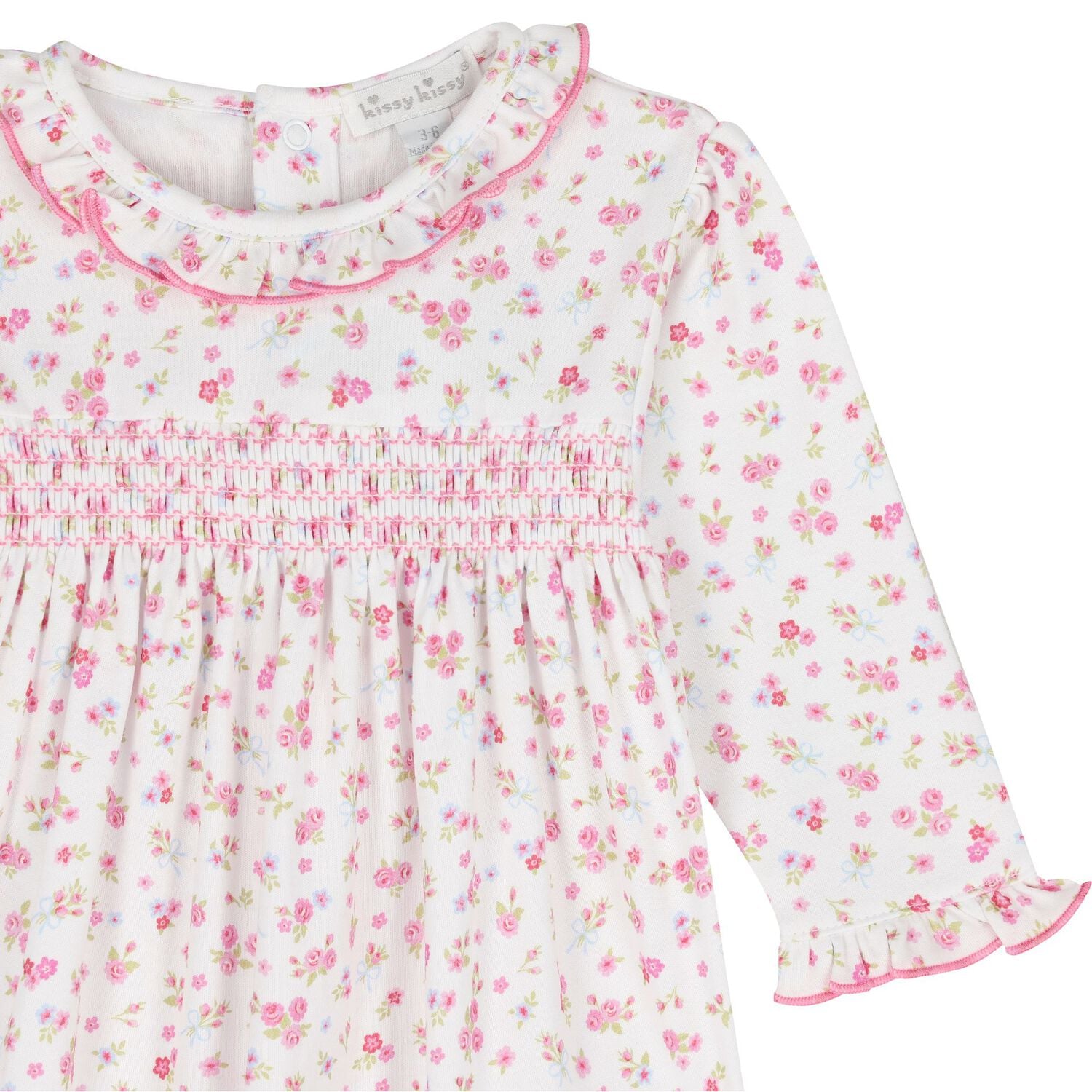 Baby Girls White & Pink Rose Renaissance Babygrow, 1, hi-res