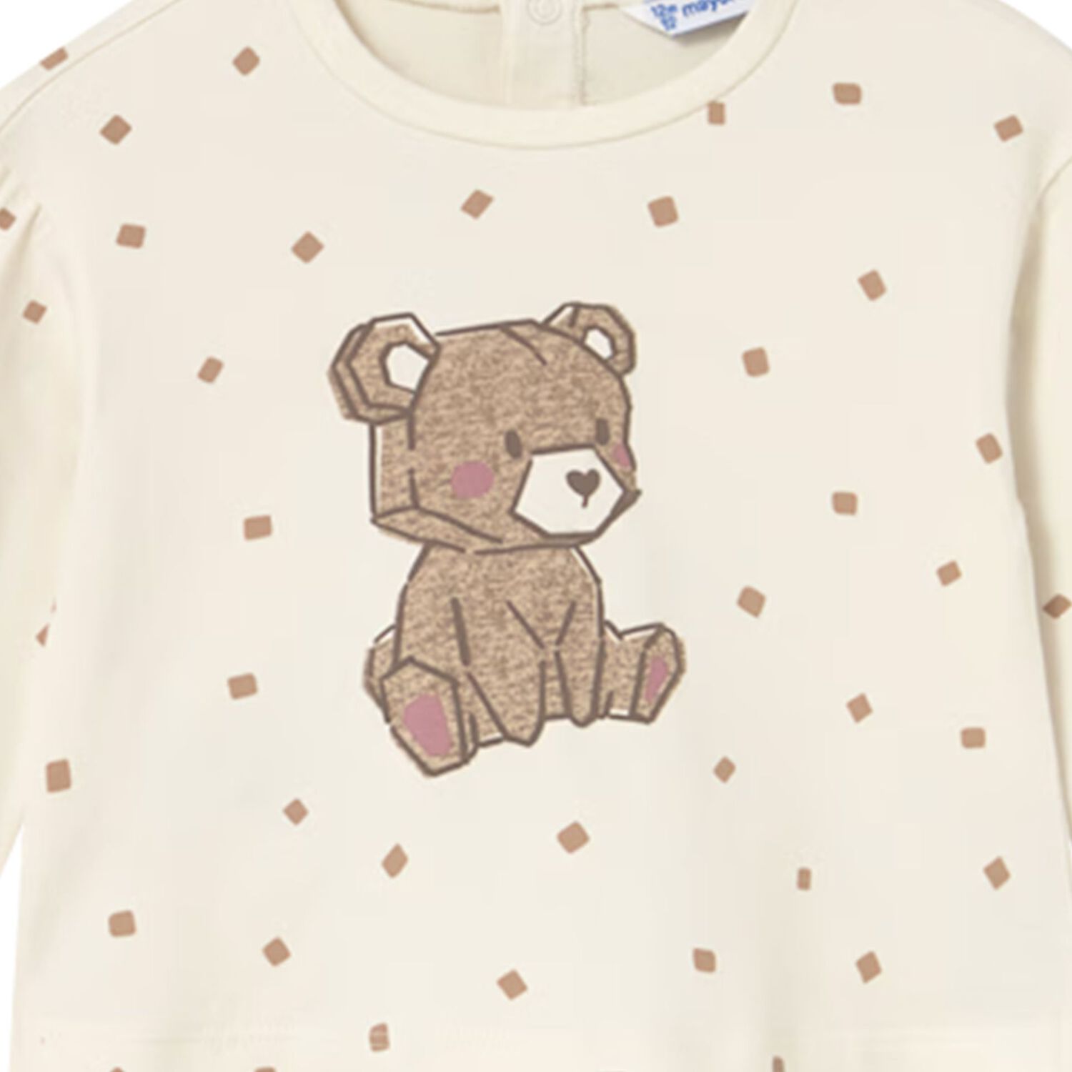 Younger Girls Ivory Teddy Bear Long Sleeve Top, 1, hi-res image number null