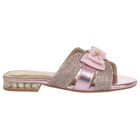 Girls Pink & Silver Embellished Sandals , 2, hi-res