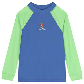 Boys Blue Polo Bear Rash Guard