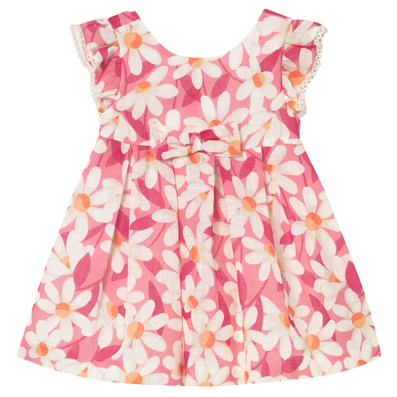 Younger Girls Pink Floral Dress, 1, hi-res