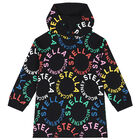 فستان هودى بنات بالشعار باللون الاسود, 2, hi-res