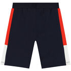 Younger Boys Navy Blue Logo Shorts, 1, hi-res