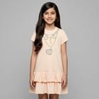 Girls Pink Necklace Logo Dress, 2, hi-res
