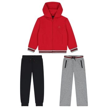 Boys Red, Black & Grey Tracksuit ( 3 Piece )