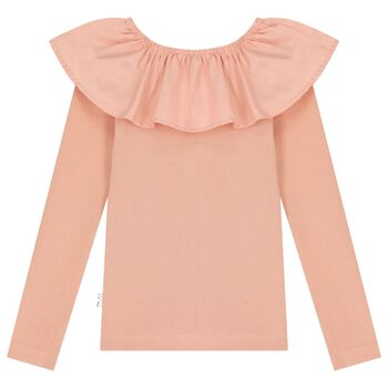 Girls Pink Ruffle Long Sleeve Top