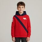 Boys Red & Navy Blue Logo Hooded Top, 1, hi-res