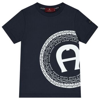 Boys Navy Blue Logo T-Shirt