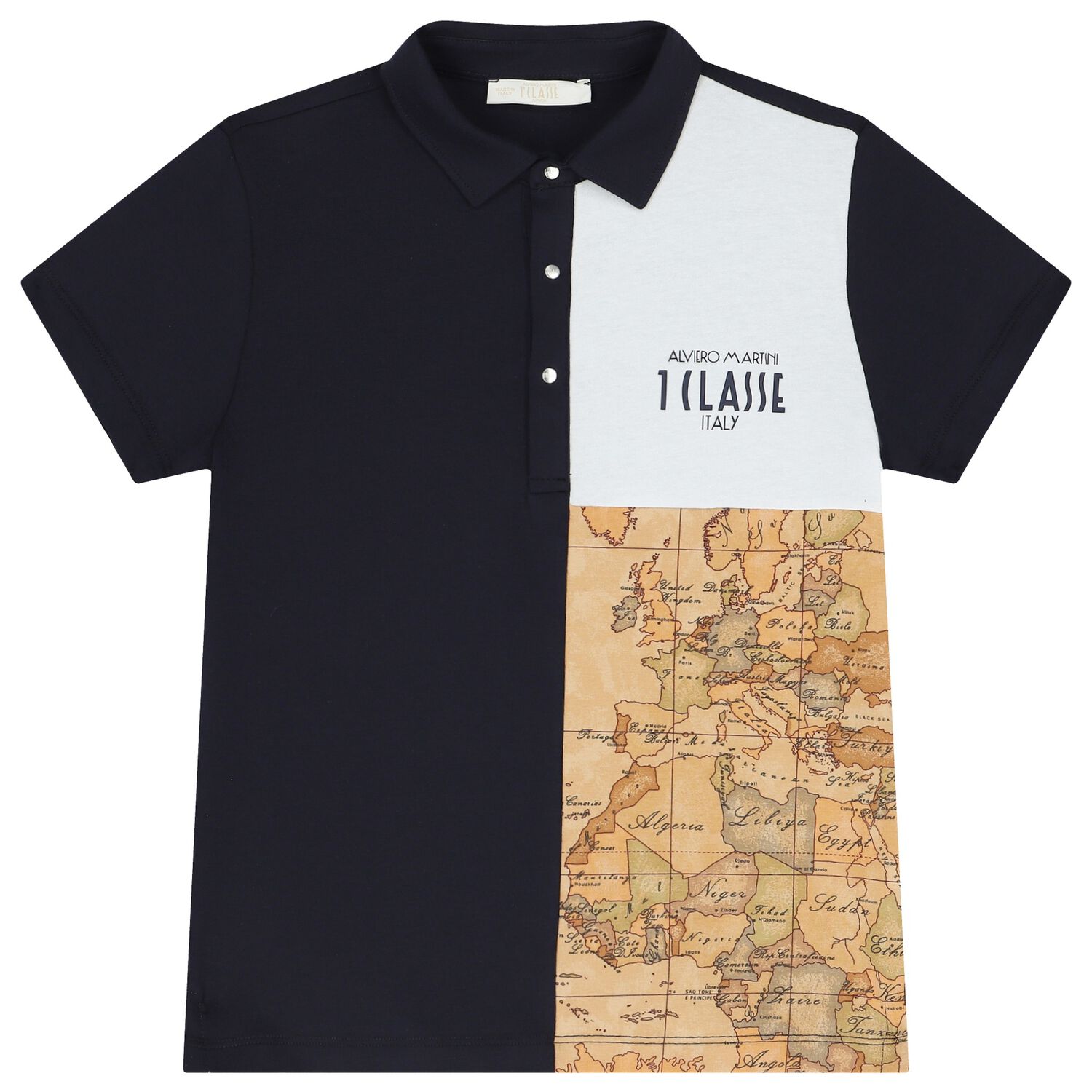 تيشيرت بولو أولاد بالشعار باللون الكحلى والأبيض والبيج, 2, hi-res image number null