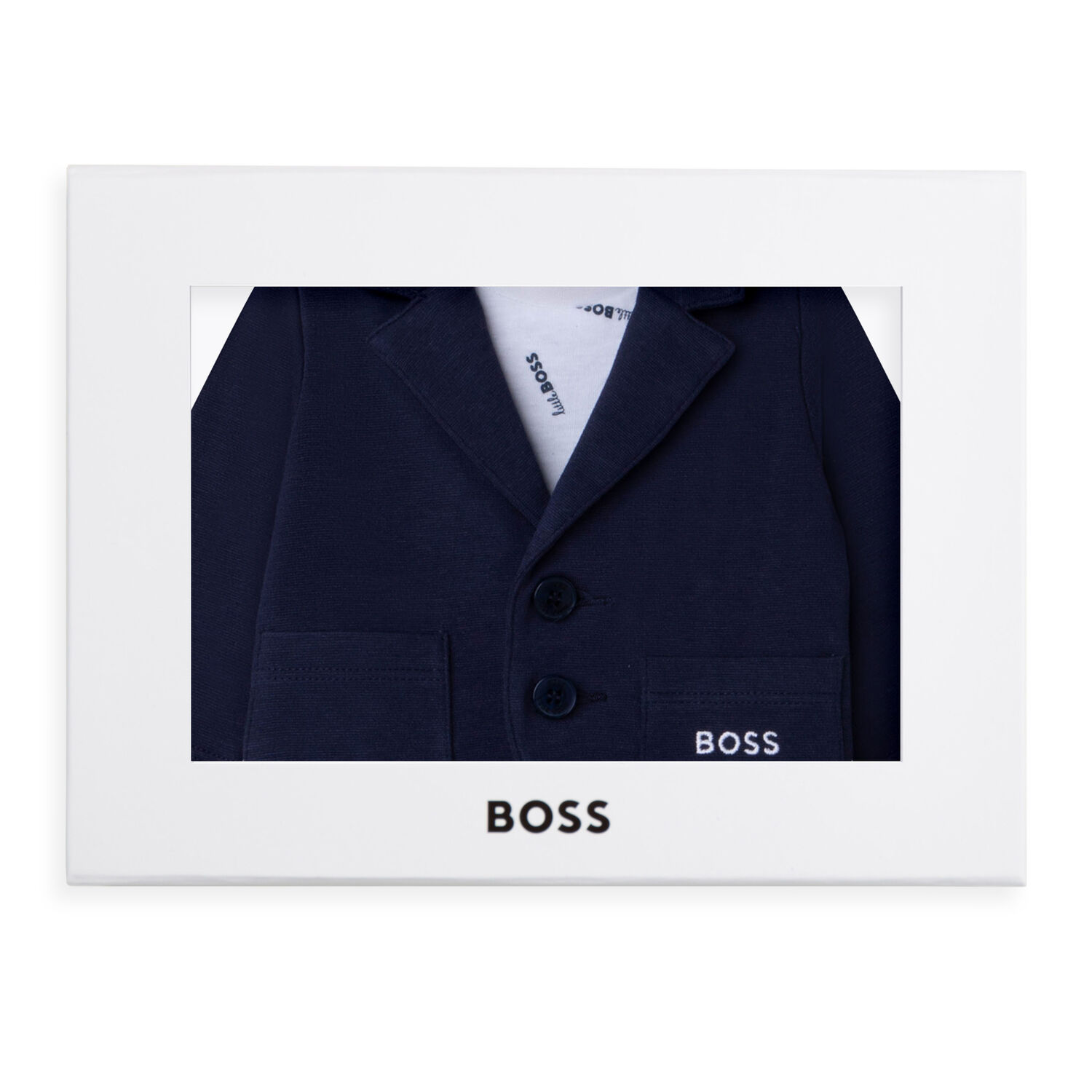 Baby Boys Navy Logo Suit Romper, 1, hi-res
