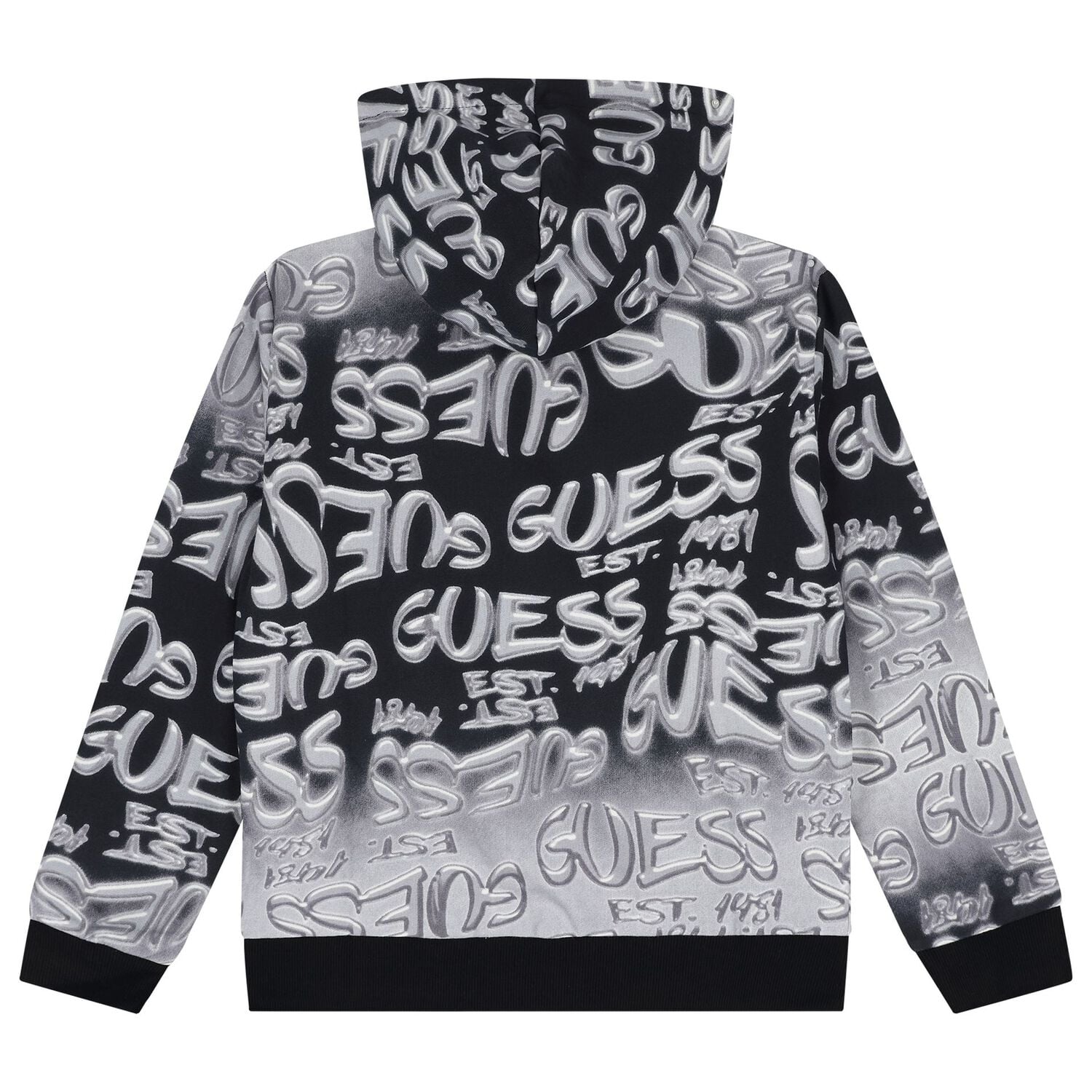 Boys Black & Grey Logo Hooded Top, 1, hi-res