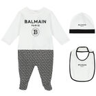 White & Black Logo Babygrow Set, 1, hi-res