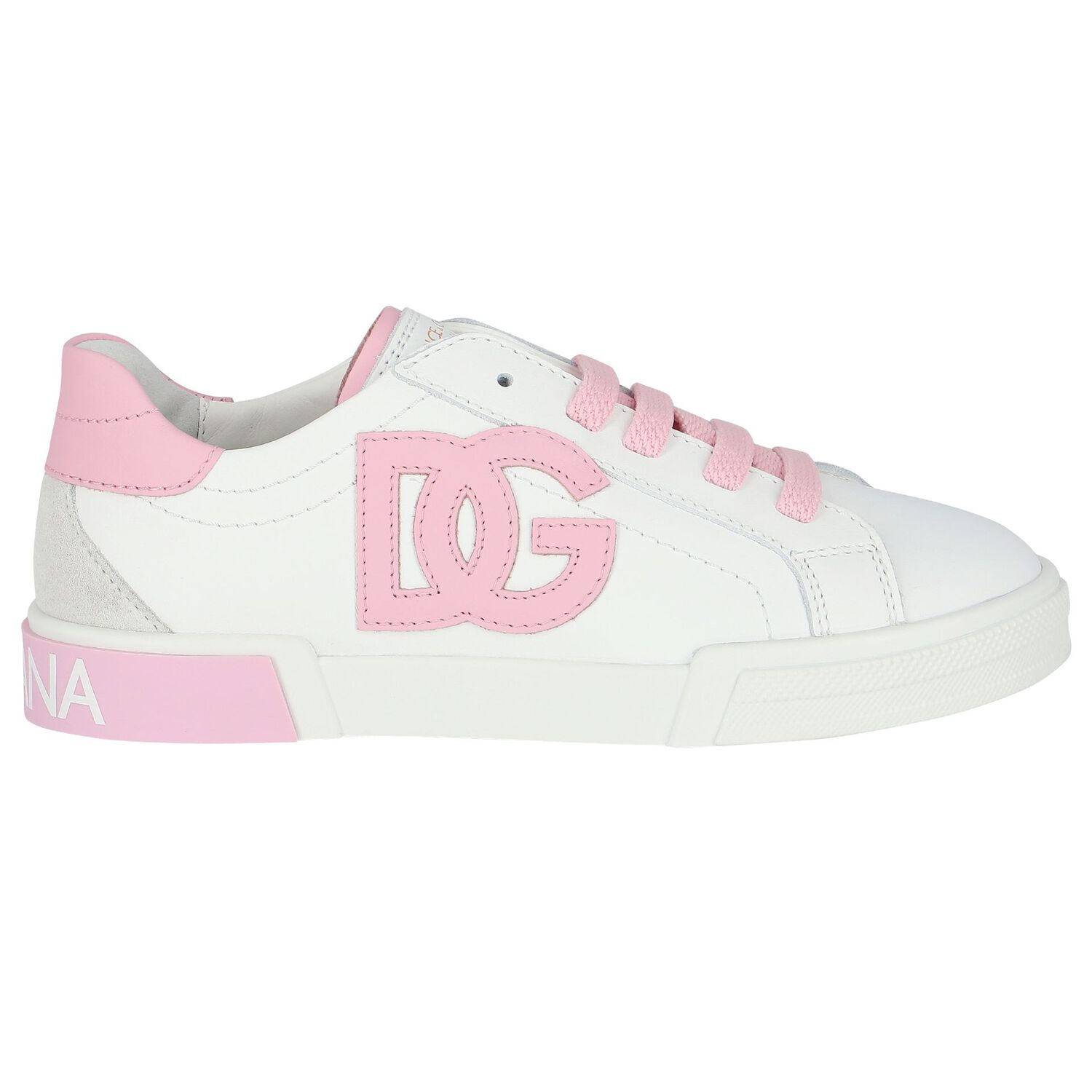 Girls White & Pink Logo Trainers, 1, hi-res image number null
