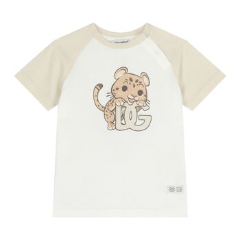 Baby Boys Ivory & Beige Leopard T-Shirt