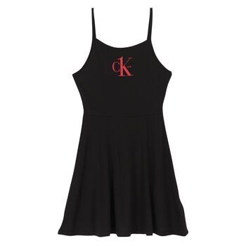 Girls Black Logo Beach Dress