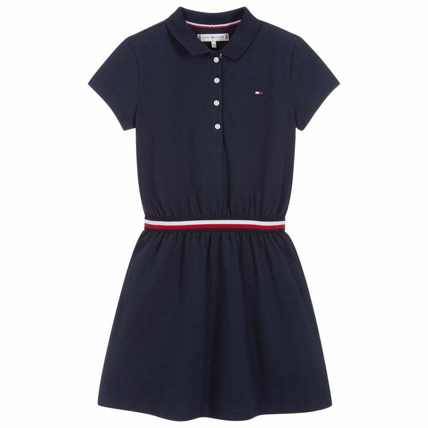 Tommy Hilfiger Girls Navy Blue Logo Polo Dress | Junior Couture