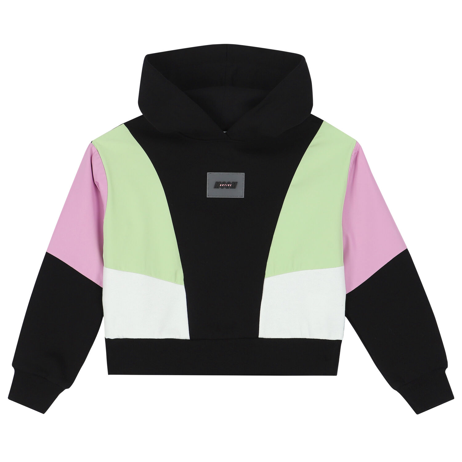 توب هودى بالشعار باللون الاسود للبنات, 1, hi-res image number null