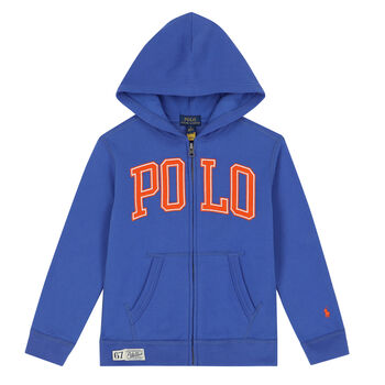 Boys Blue Logo Zip Up Top