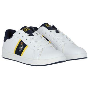 Boys White & Navy Blue Trainers