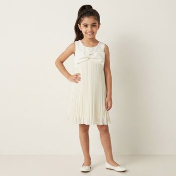 Girls Ivory Bow Dress
