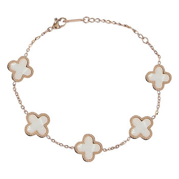 Girls Gold & Ivory Flower Bracelet