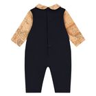 Beige & Navy Blue Geo Map Romper, 1, hi-res