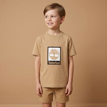 Boys Beige Logo T-Shirt