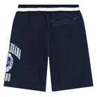Boys Navy Blue Varsity Logo Shorts, 1, hi-res