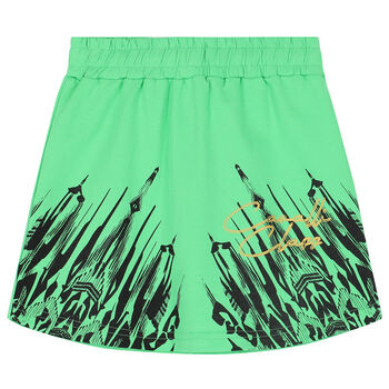 Girls Green Logo Shorts