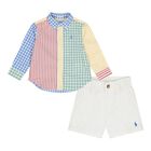 Baby Boys Multi-Coloured Gingham Shirt & Shorts Set , 1, hi-res