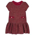Girls Burgundy Tweed & Boucl&eacute; Dress, 1, hi-res