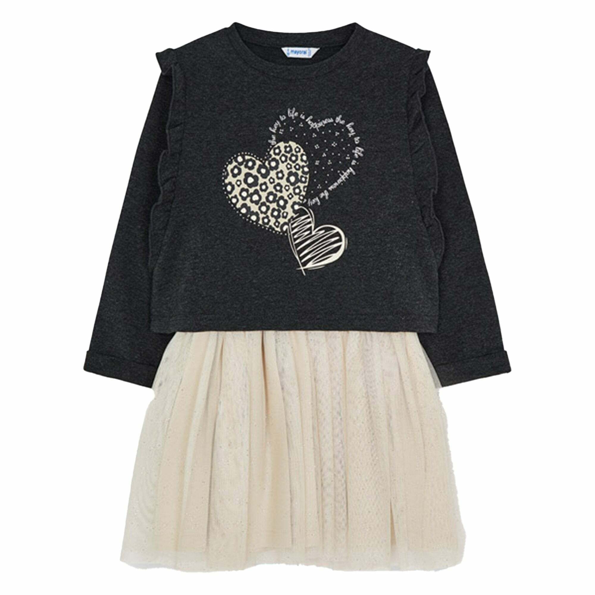 Mayoral Girls Grey Ivory Tulle Dress Set Junior Couture Bahrain