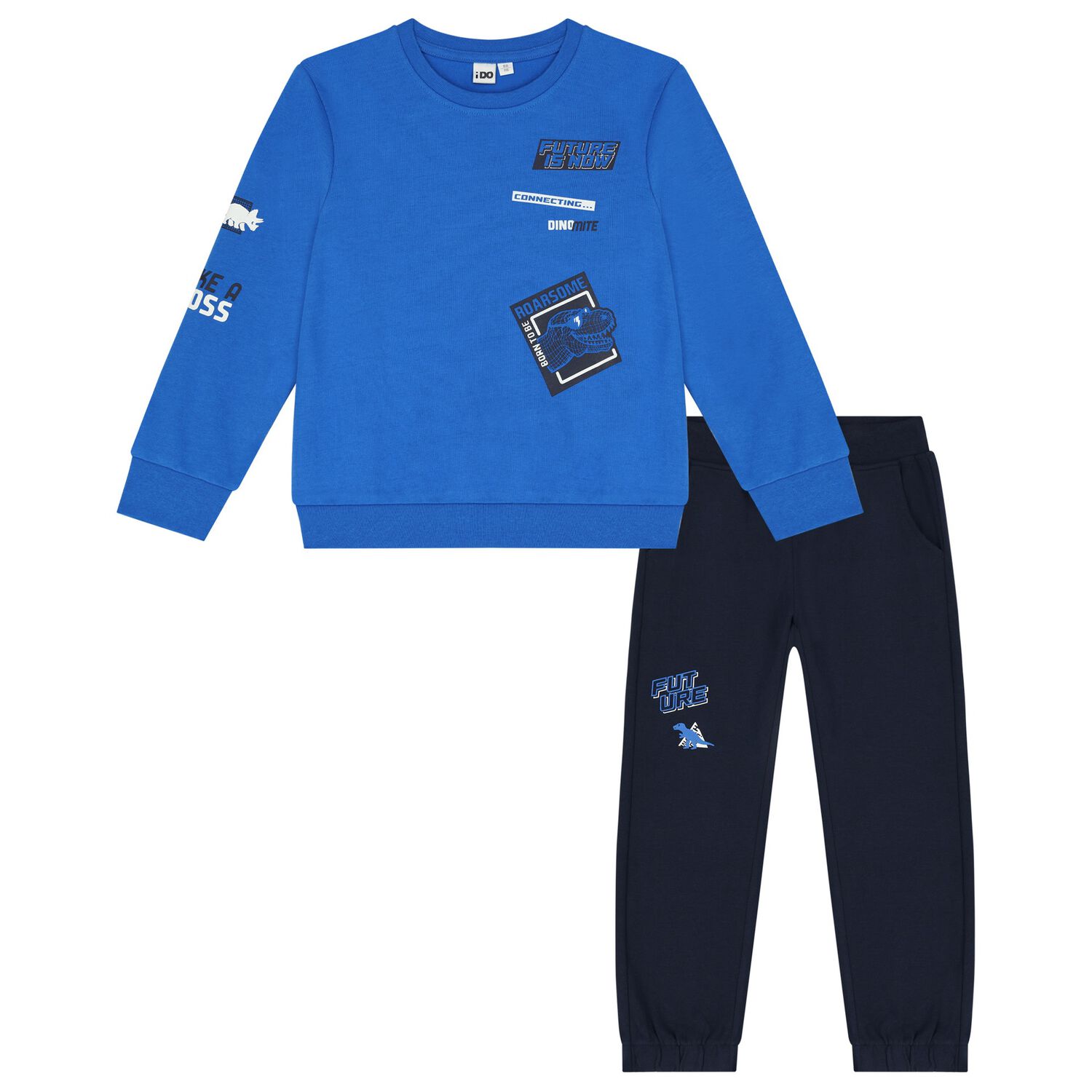 Boys Blue & Navy Blue Dinosaur Tracksuit, 1, hi-res image number null