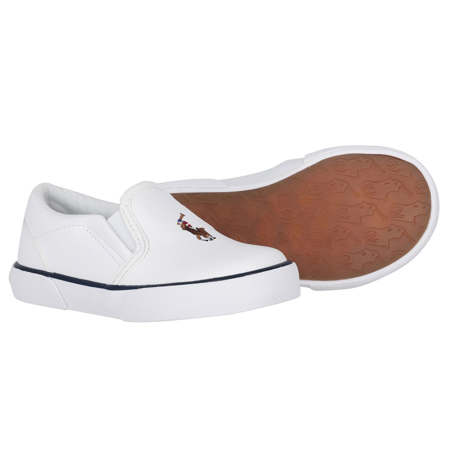 Boys White Logo Trainers, 1, hi-res