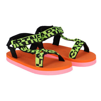 Girls Pink & Orange Logo Sandals