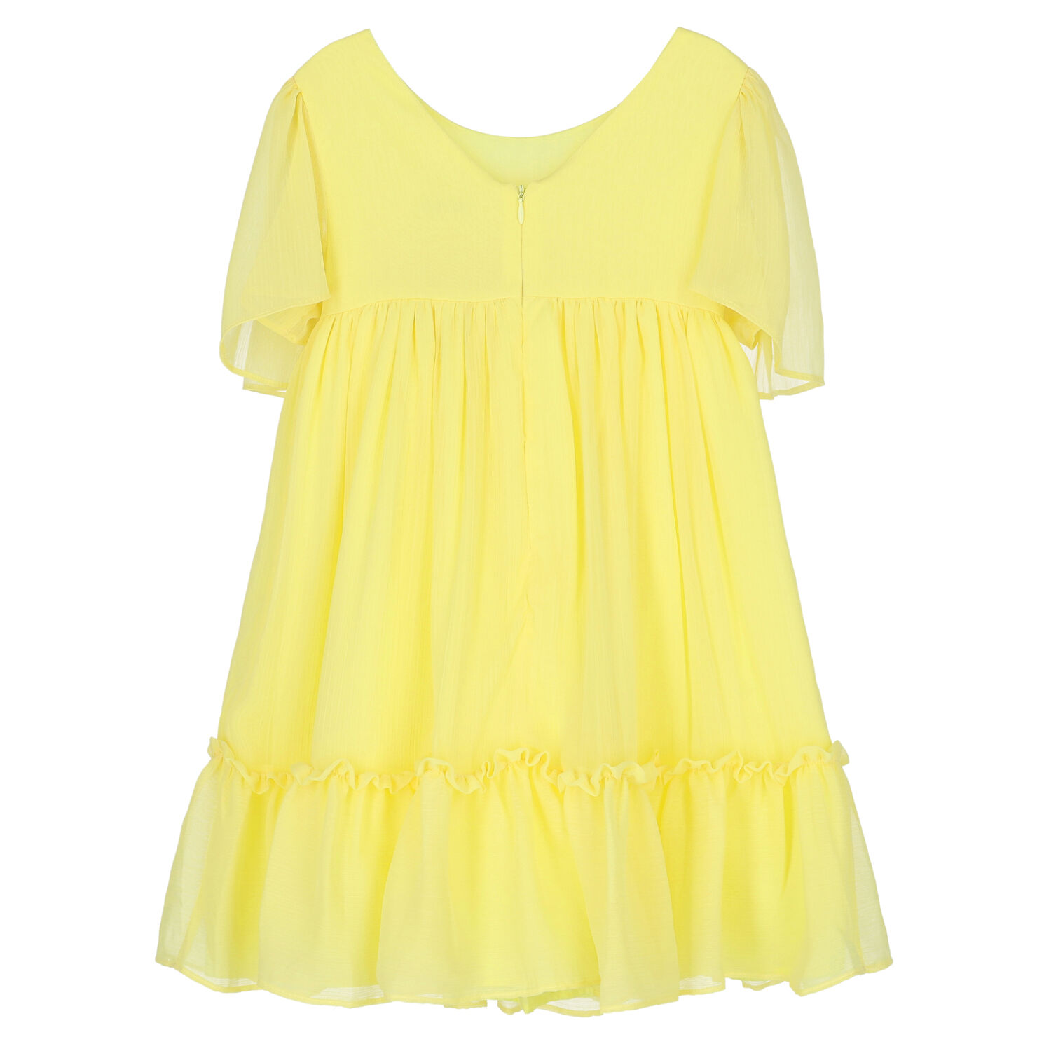 Girls Yellow Chiffon Dress, 1, hi-res