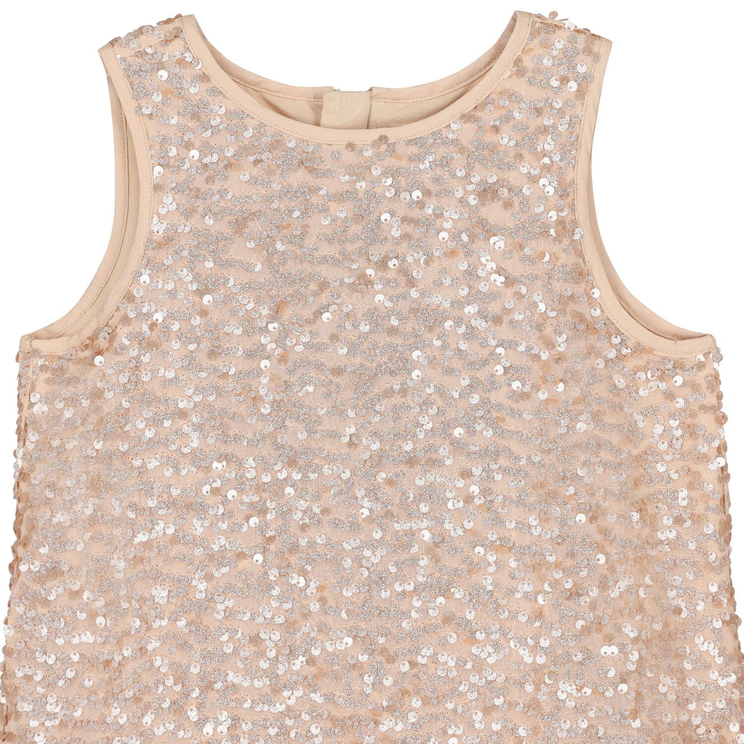Girls Beige Embellished Tulle Dress, 2, hi-res image number null