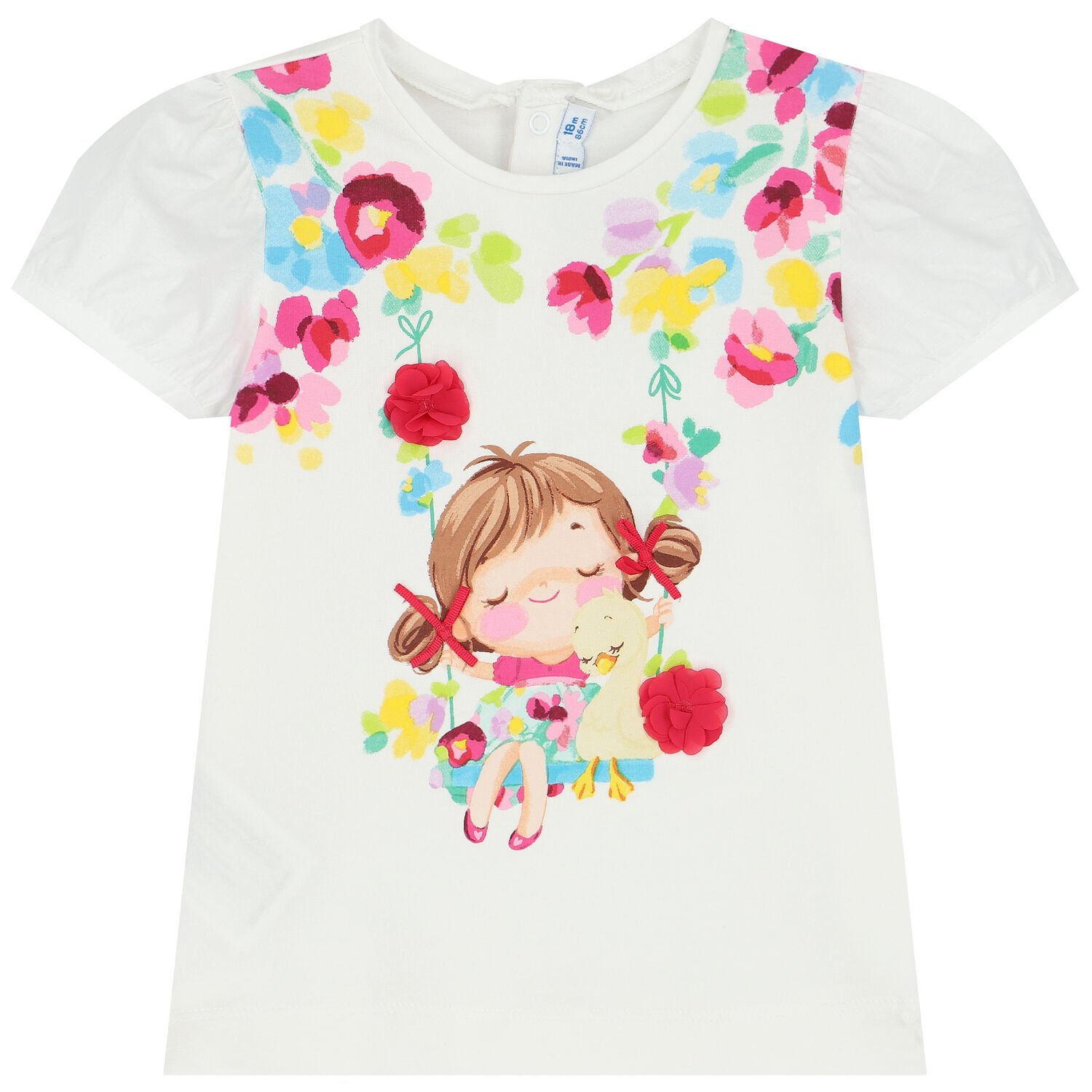 Younger Girls White & Pink Leggings Set, 1, hi-res