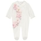 Baby Girls Ivory & Pink Floral Babygrow Gift Set , 1, hi-res
