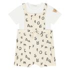 Baby Boys Beige & Ivory Bear Dungaree Set, 1, hi-res