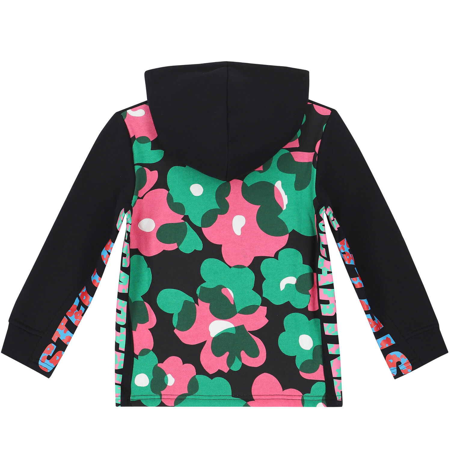 Girls Black Logo Floral Hooded Top, 1, hi-res image number null