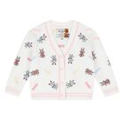 Younger Girls White Logo Knitted Cardigan, 1, hi-res