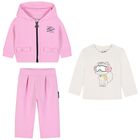 Younger Girls Pink Choupette Logo Tracksuit Set, 1, hi-res