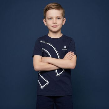 Boys Navy Blue Logo T-Shirt