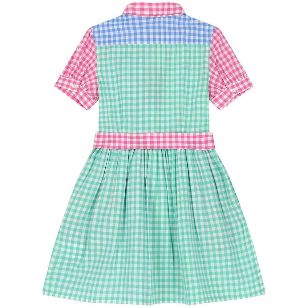 Paula Green and Blue Gingham Handsmocked Girl Dress main image 1
