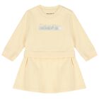 Baby Girls Beige Logo Dress, 1, hi-res