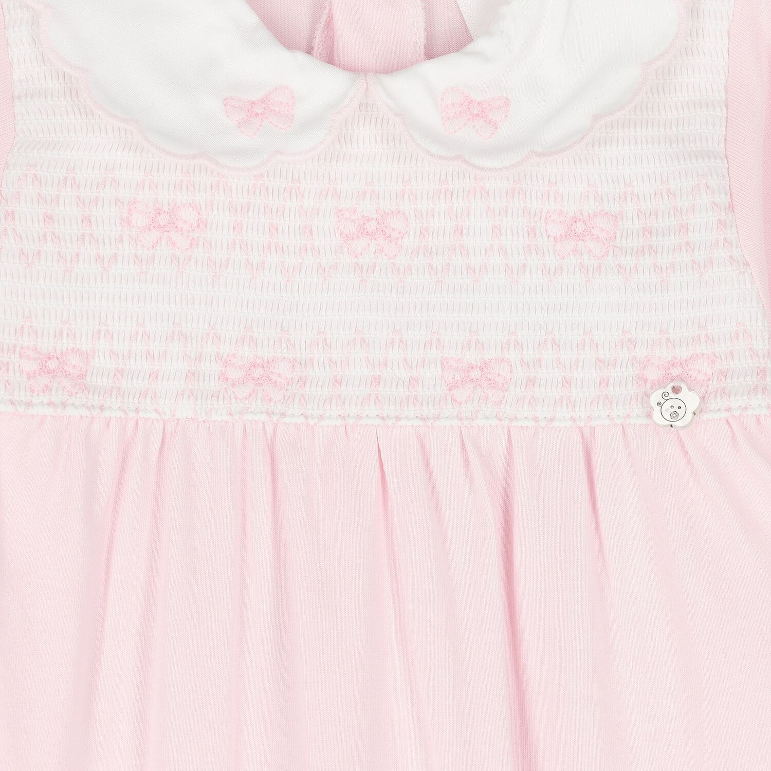 Baby Girls Pink Bow Babygrow, 1, hi-res